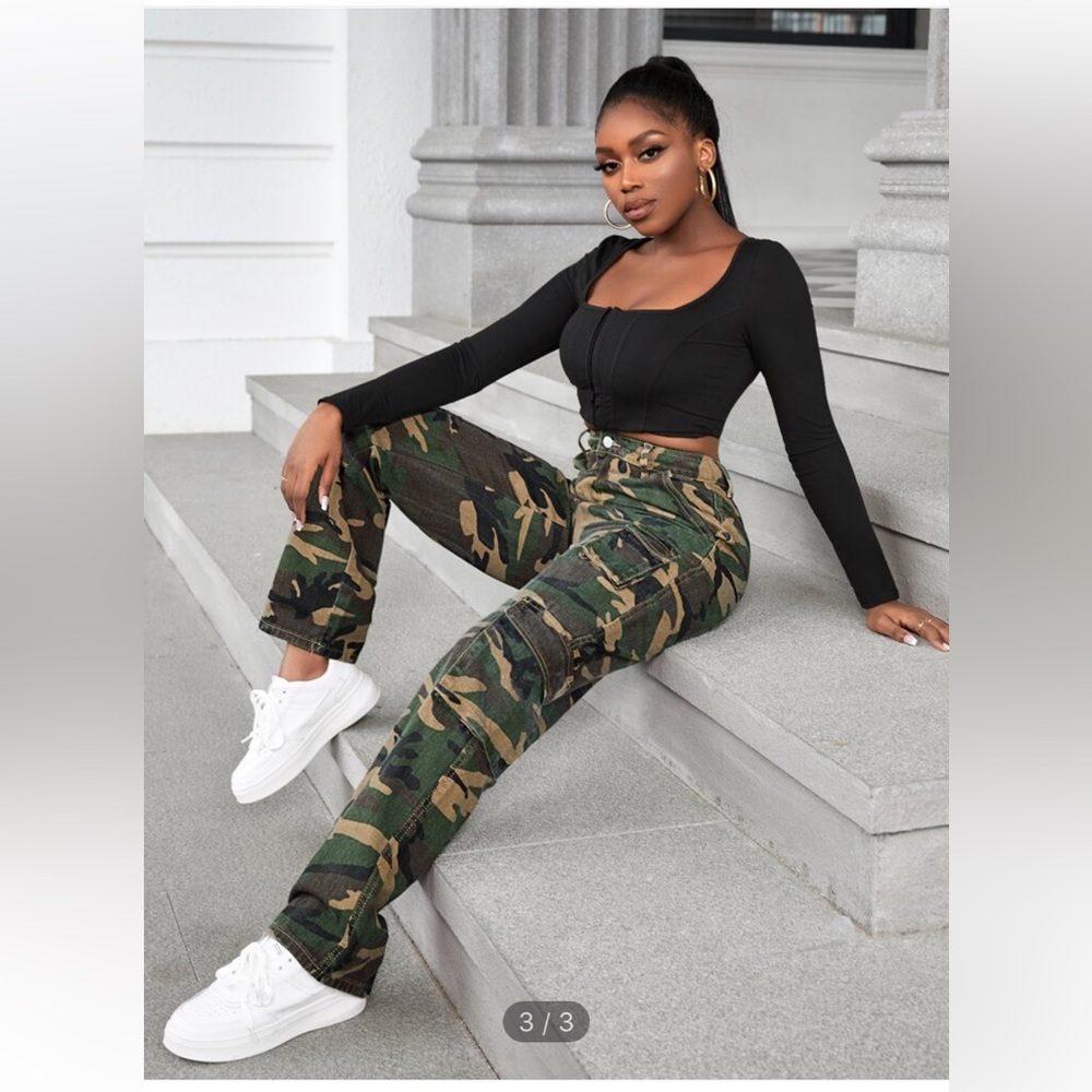 SHEIN SXY High Waist Camouflage Pants